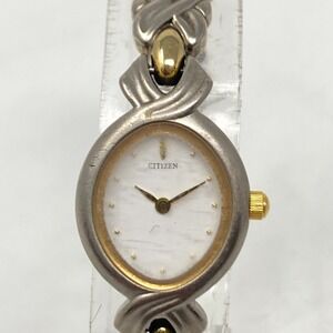 Vtg Citizen Watch Women 18mm Silver Gold Two Tone 5920-S91514 New Battery 7.25"